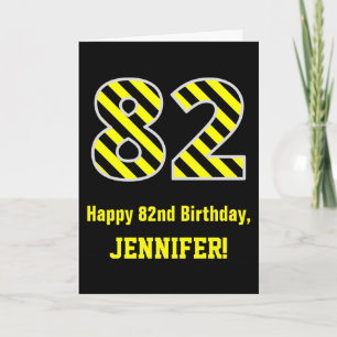 Carte Rayures noires et jaunes "82" ; 82e anniversaire +