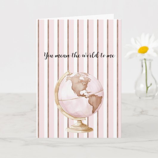 Carte Rayures roses et marron Vous voulez dire le monde  (Petite plante)