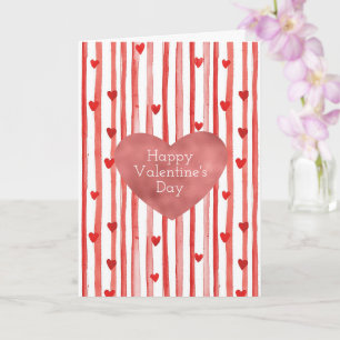 Carte Rayures rouges et coeurs pour la Saint-Valentin