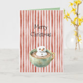 Carte Rayures rouges Noël Marshmallow Happy dans le caca (Fleur jaune)