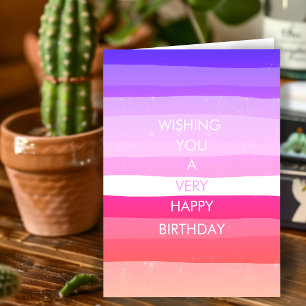 Carte Rayures Simples Colorées JOYEUX ANNIVERSAIRE SUR M