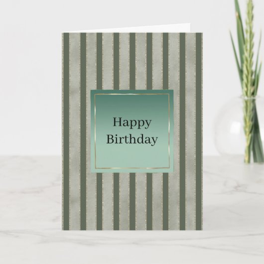 Carte Rayures Vert Pin Stripes Anniversaire (Devant)