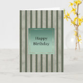 Carte Rayures Vert Pin Stripes Anniversaire (Fleur jaune)