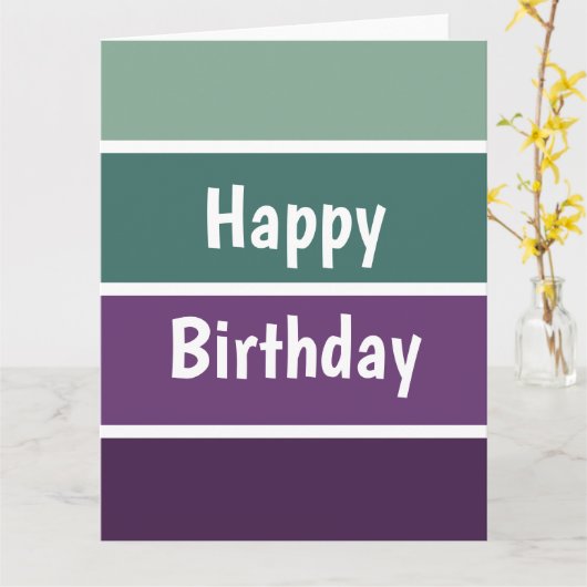 Carte Rayures Vertes Et Violettes (Fleur jaune)