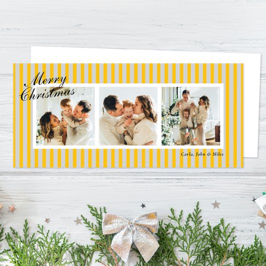Carte Rayures verticales chic jaune et gris 3 Photo