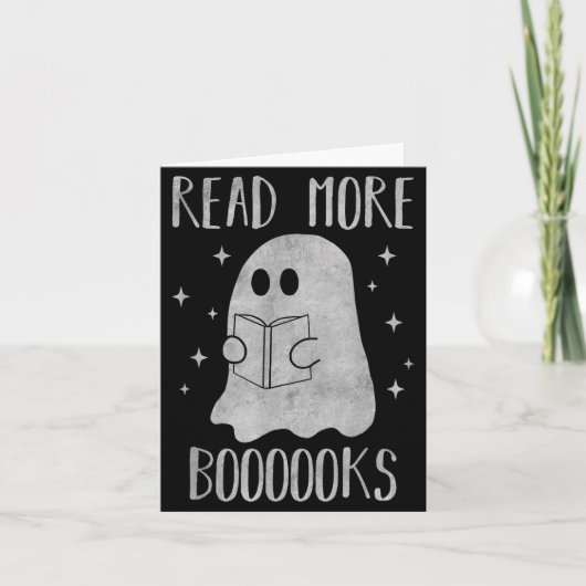 Carte Read More Boooooks Funny Cute Halloween Ghost Read (Devant)