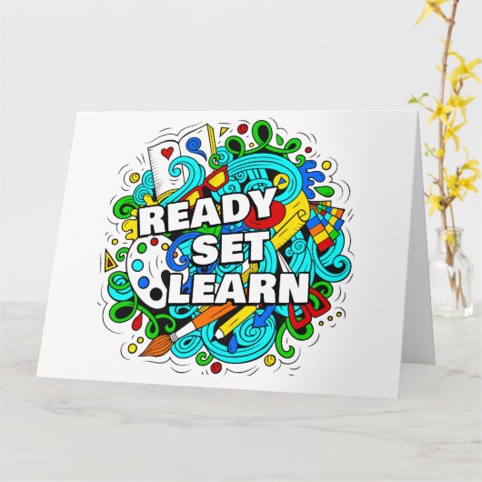 Carte Ready Set Learn - Teacher & Student Back to School (Fleur jaune)