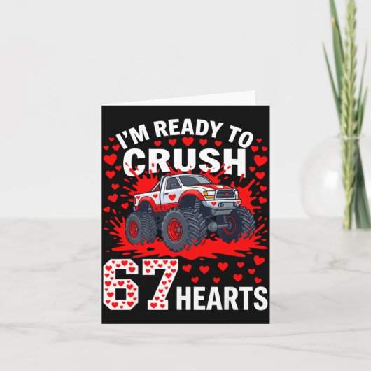Carte Ready To Crush 67 Hearts Monster Truck Valentines  (Devant)