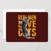 Carte Real Men Love Chats sur rouge bordeaux (Devant / Derrière)