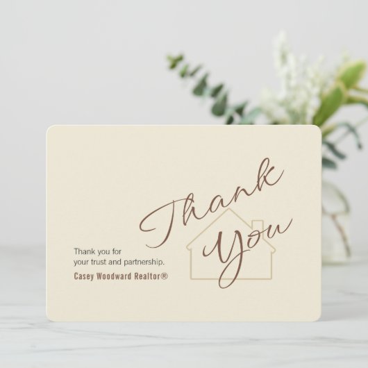 Carte Realtor to Clients | Minimalist Script Thank You  (Debout devant)