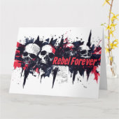 Carte "Rebel Forever" - Edgy Skull Design graphique (Fleur jaune)