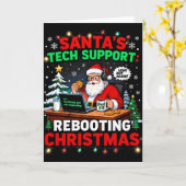 Carte Rebooting Funny Santa's Tech Support Christmas Com (Fleur jaune)