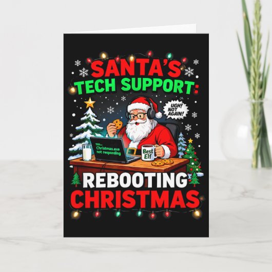 Carte Rebooting Funny Santa's Tech Suprt Christmas Compu (Devant)