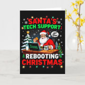 Carte Rebooting Funny Santa's Tech Suprt Christmas Compu (Fleur jaune)