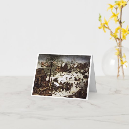 Carte Recensement à Bethlehem (Brueger) - Joyeuses fêtes (Fleur jaune)