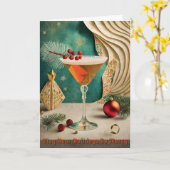 Carte Réception de cocktail de Noël de milieu de siècle  (Fleur jaune)