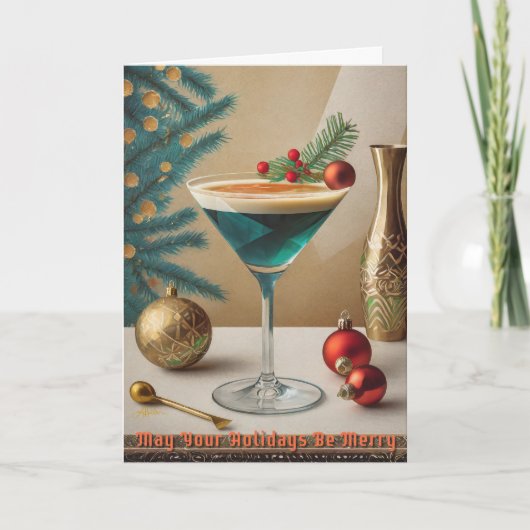 Carte Réception de Cocktail de Noël de milieu de siècle (Devant)