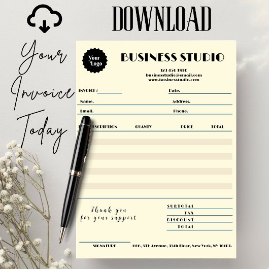 Carte Réception de la facture en marbre de crème Petite