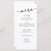 CARTE RÉCEPTION DE MARIAGE|MENU| DÎNER PARTIE (Devant / Derrière)