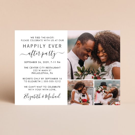 Carte Réception de mariage photo Happily Ever After 3