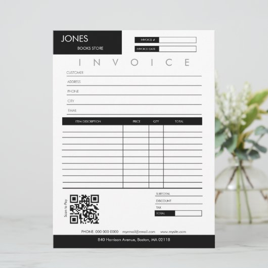 Carte Réception de vente de facture minimale Petite entr (Debout devant)