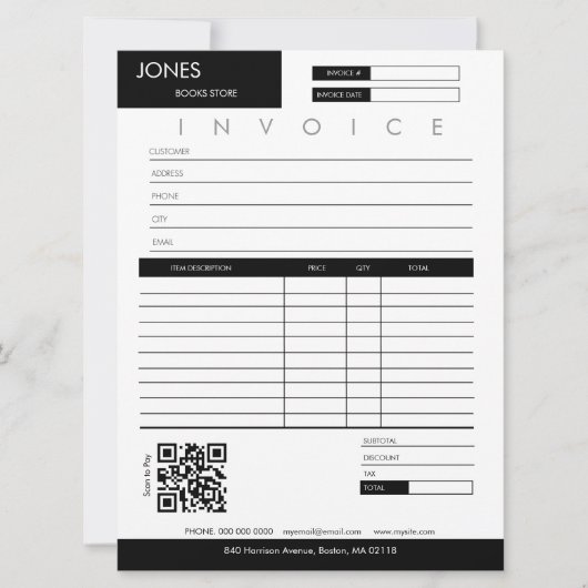 Carte Réception de vente de facture minimale Petite entr (Devant)