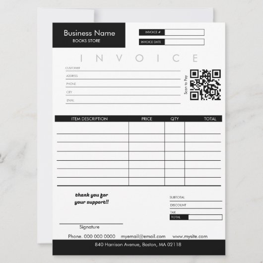 Carte Réception de vente de facture minimale Petite entr (Devant)