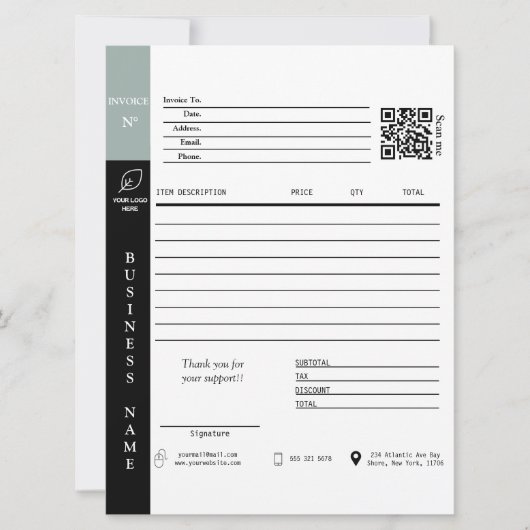 Carte Réception de vente de facture moderne Petite entre (Devant)