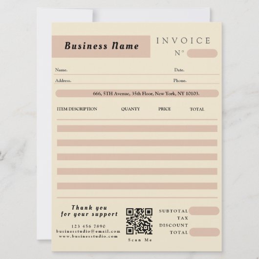 Carte Réception de vente de la facture de crème rose Pet (Devant)