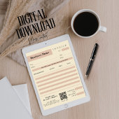 Carte Réception de vente de la facture de crème rose Pet