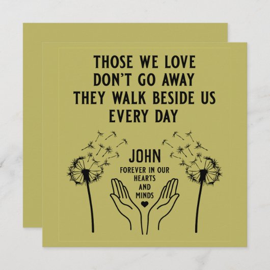 Carte Réception funéraire en mémoire (Devant / Derrière)