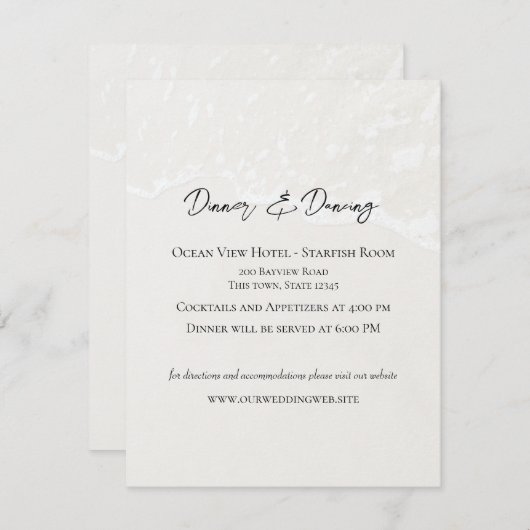 Carte Réception Mariage De Sable De Plage (Devant / Derrière)