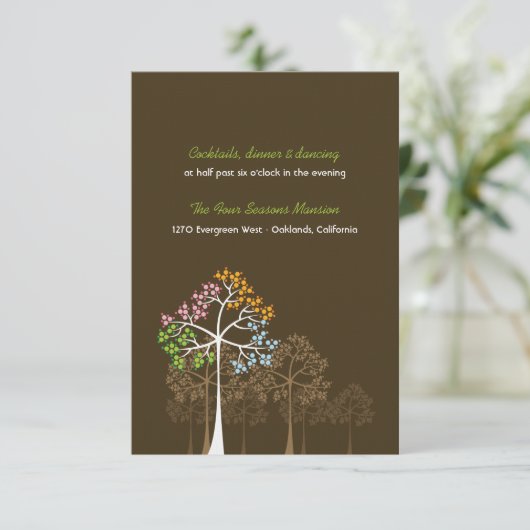 Carte Réception Mariage Forêt Four Seasons Trees (Debout devant)