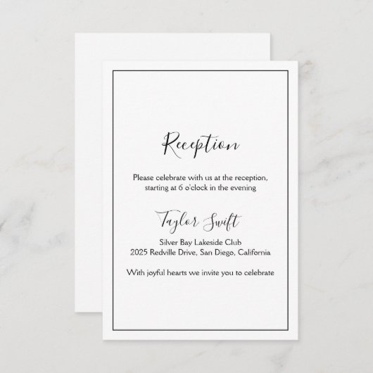Carte Réception Mariage Minimaliste (Devant / Derrière)