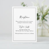 Carte Réception Mariage Minimaliste (Debout devant)