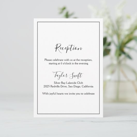 Carte Réception Mariage Minimaliste (Debout devant)