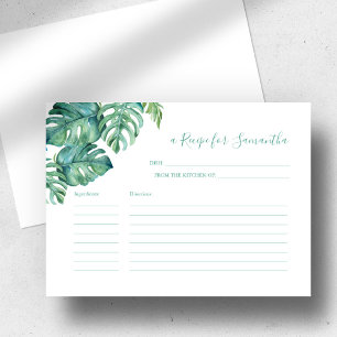 Carte Recette Aquarelle Tropica Monstera Palm Leaf