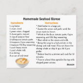 Carte Recette Bisque de fruits de mer (Dos)