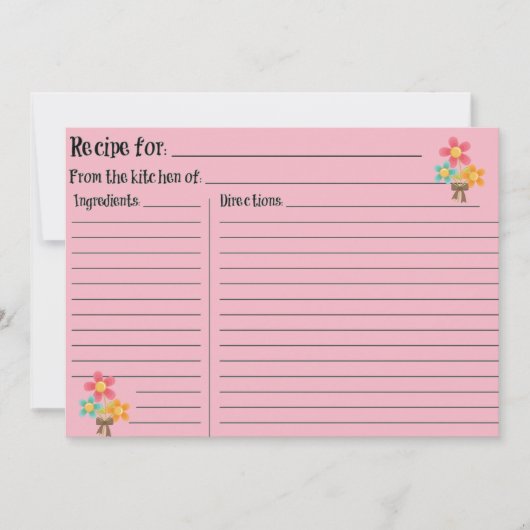 Carte Recette blanche rose (Devant)