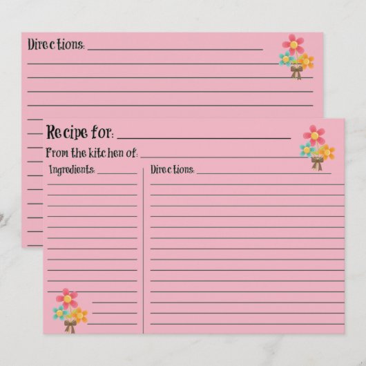 Carte Recette blanche rose (Devant / Derrière)