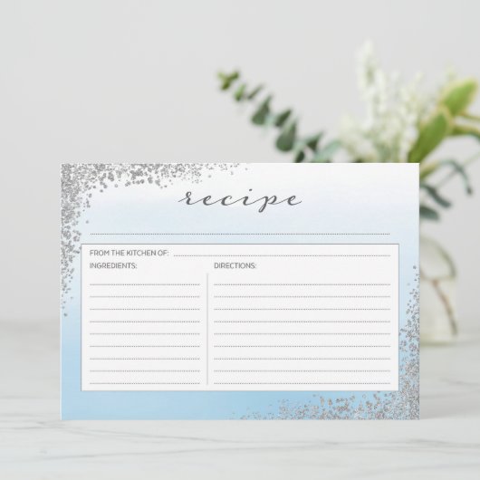 Carte Recette bleue et argent (Debout devant)