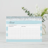 Carte Recette bleue et argent (Debout devant)