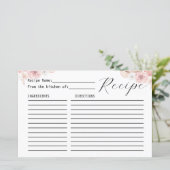 Carte Recette Boho Rose Blanc & Gris Florals Boho (Debout devant)