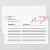 Carte Recette Boho Rose Blanc & Gris Florals Boho (Devant / Derrière)