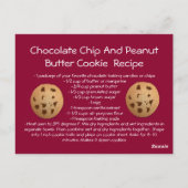 Carte Recette Chocolat Chip Arachide Beurre Cookie (Dos)