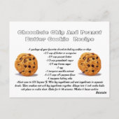 Carte Recette Chocolat Chip Arachide Beurre Cookie (Dos)