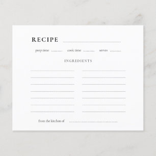 Carte Recette classique élégante
