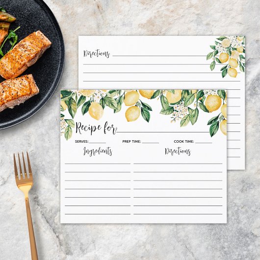 Carte Recette Cuisine citron jaune