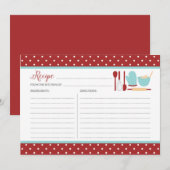 Carte Recette cuisine rouge et bleue (Devant / Derrière)