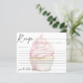 Carte Recette Cupcake Aquarelle Rose (Debout devant)